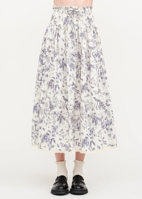 Drawstring closure AMELIE FLORAL COTTON-POPLIN MIDI SKIRT
