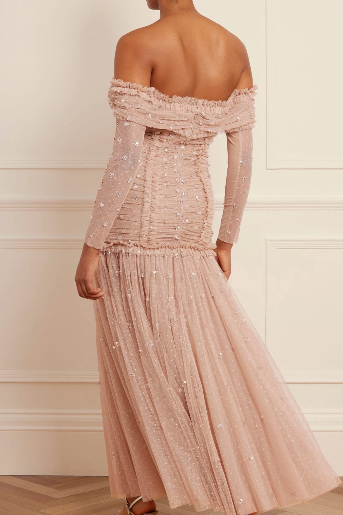 Pure Piece Love Heart Rouched Off-Shoulder Gown