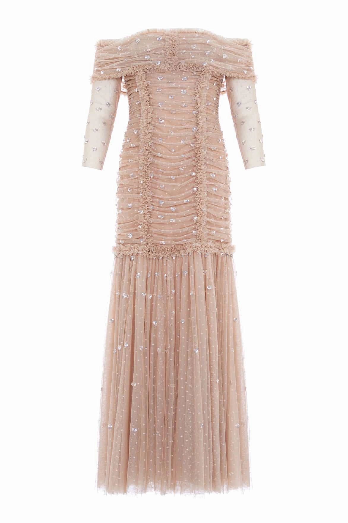 Love Heart Rouched Off-Shoulder Gown Breezy Comfort