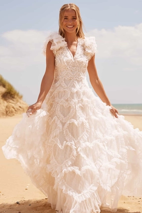 Amorette V-Neck Gown New York Fashionable Wear