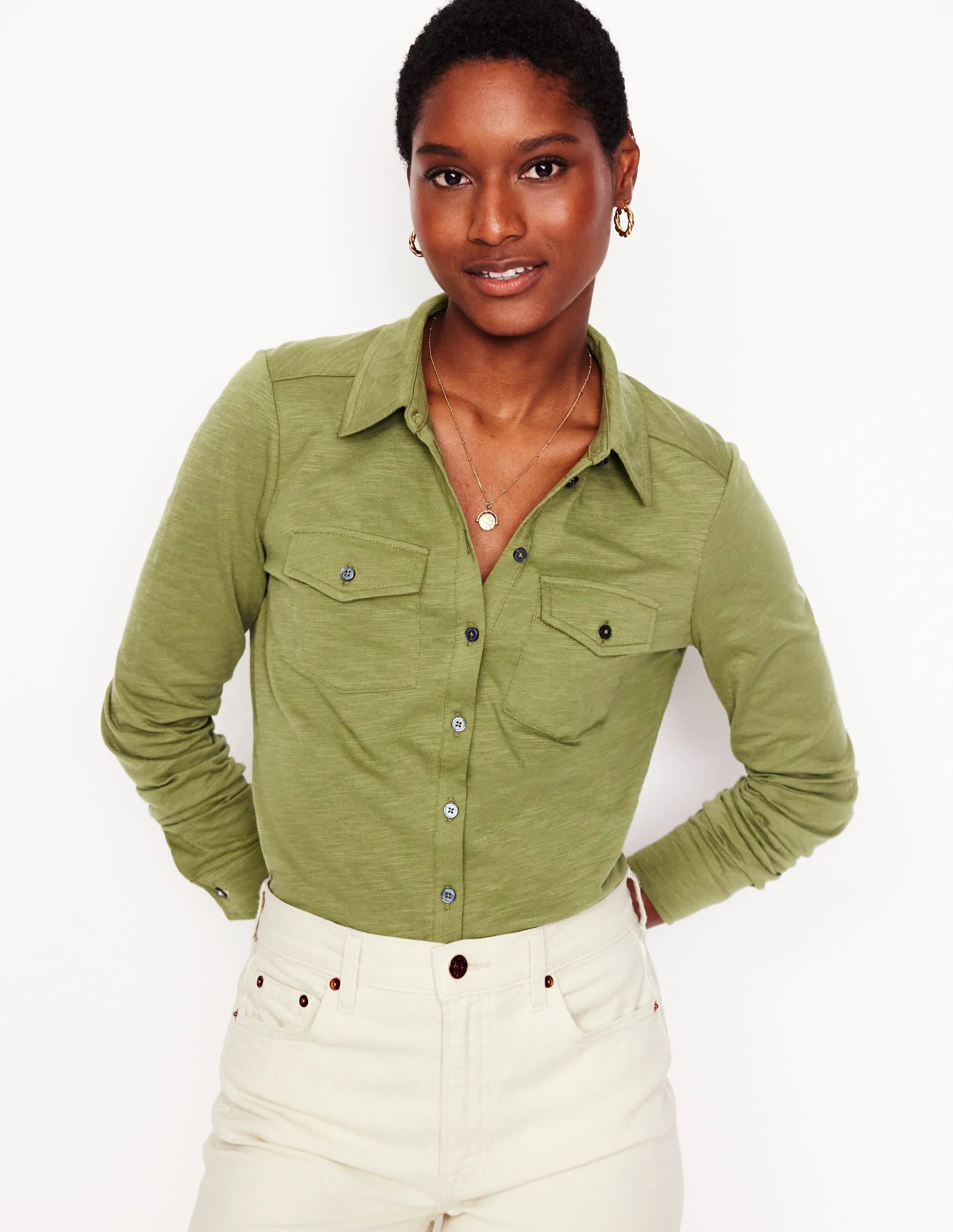 Lightweight Thermal Amy Jersey Shirt-Soft Olive
