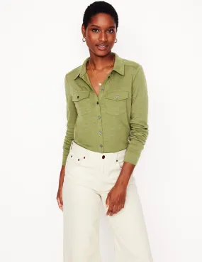 Amy Jersey Shirt-Soft Olive Soft Touch Blend Lightweight Material