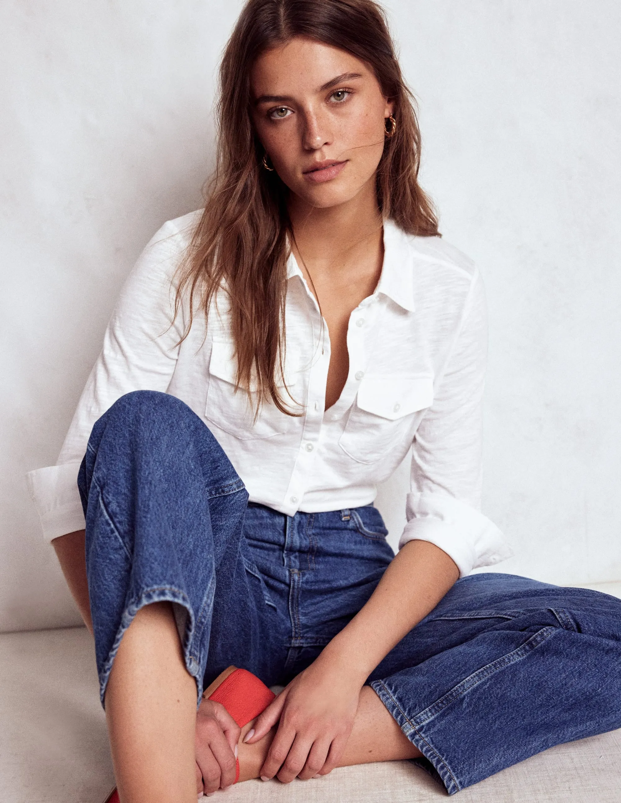 Sun Protection Fabric Amy Jersey Shirt-White