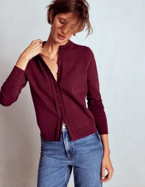 Durable Stitching Simple Aesthetic Angela Cotton Scallop Cardigan-Deep Wisteria