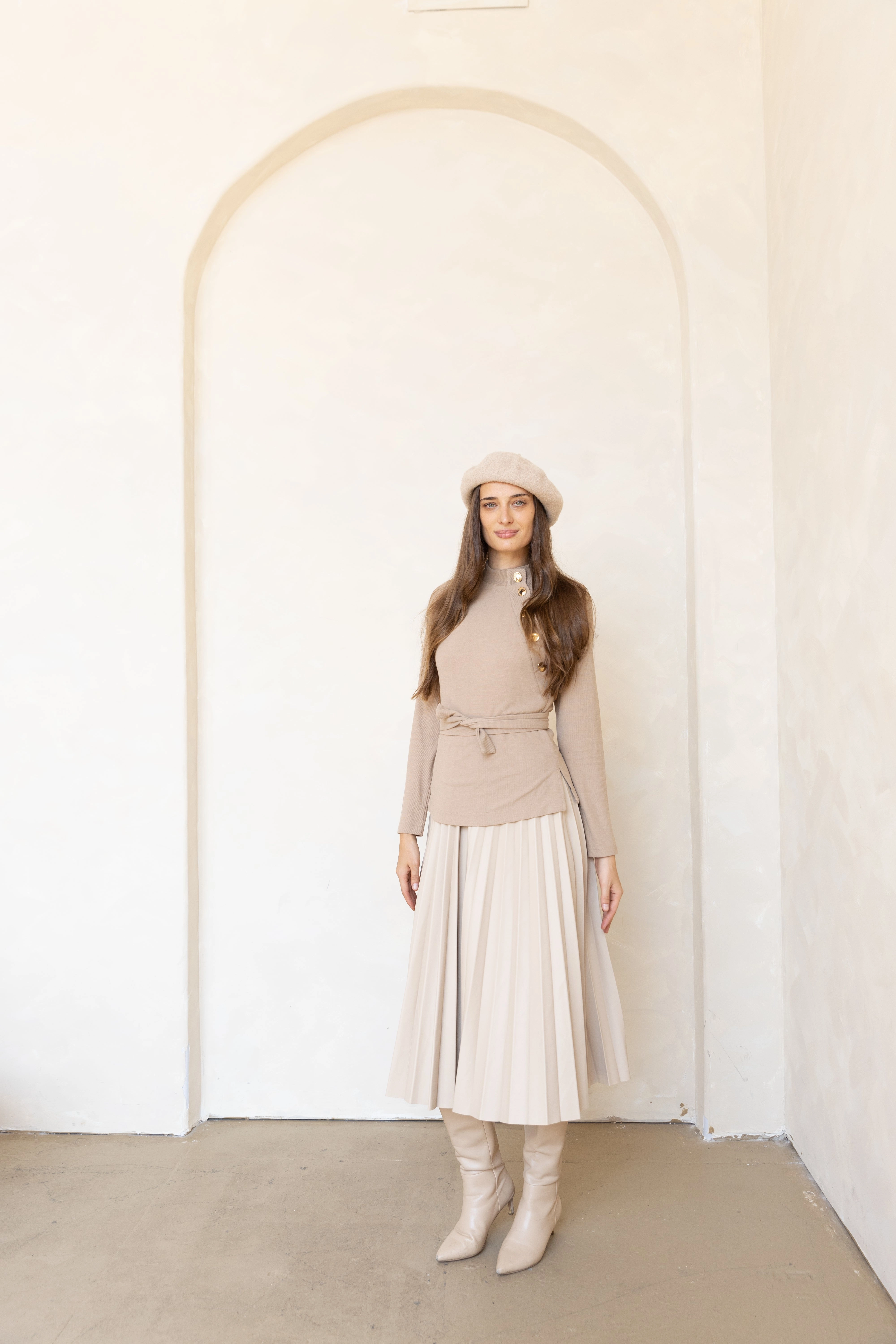 Anika Knit Leather Dress Elegant Everyday Cozy Base