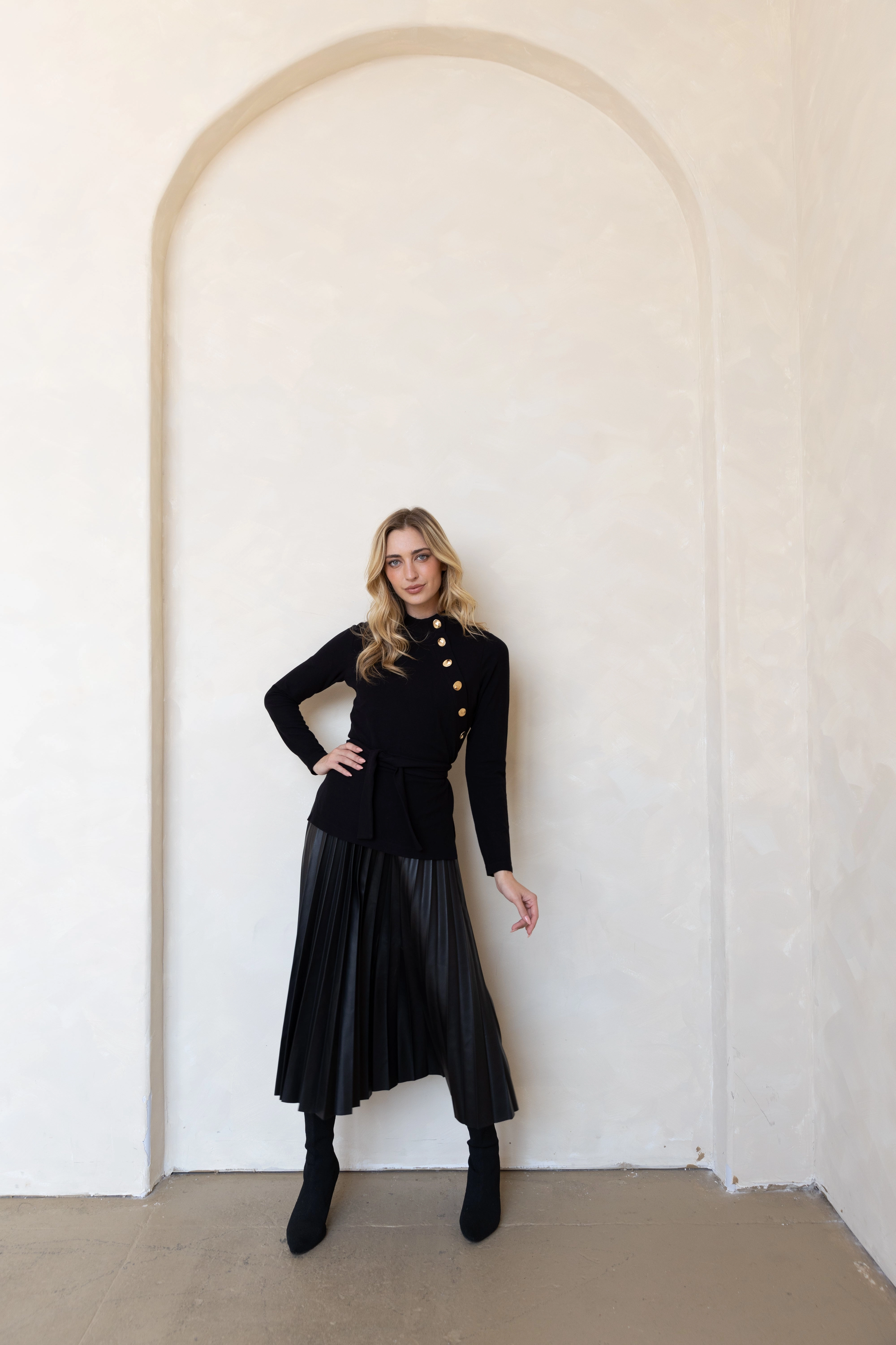 Party Floral Summer Mood Anika Knit Leather Dress