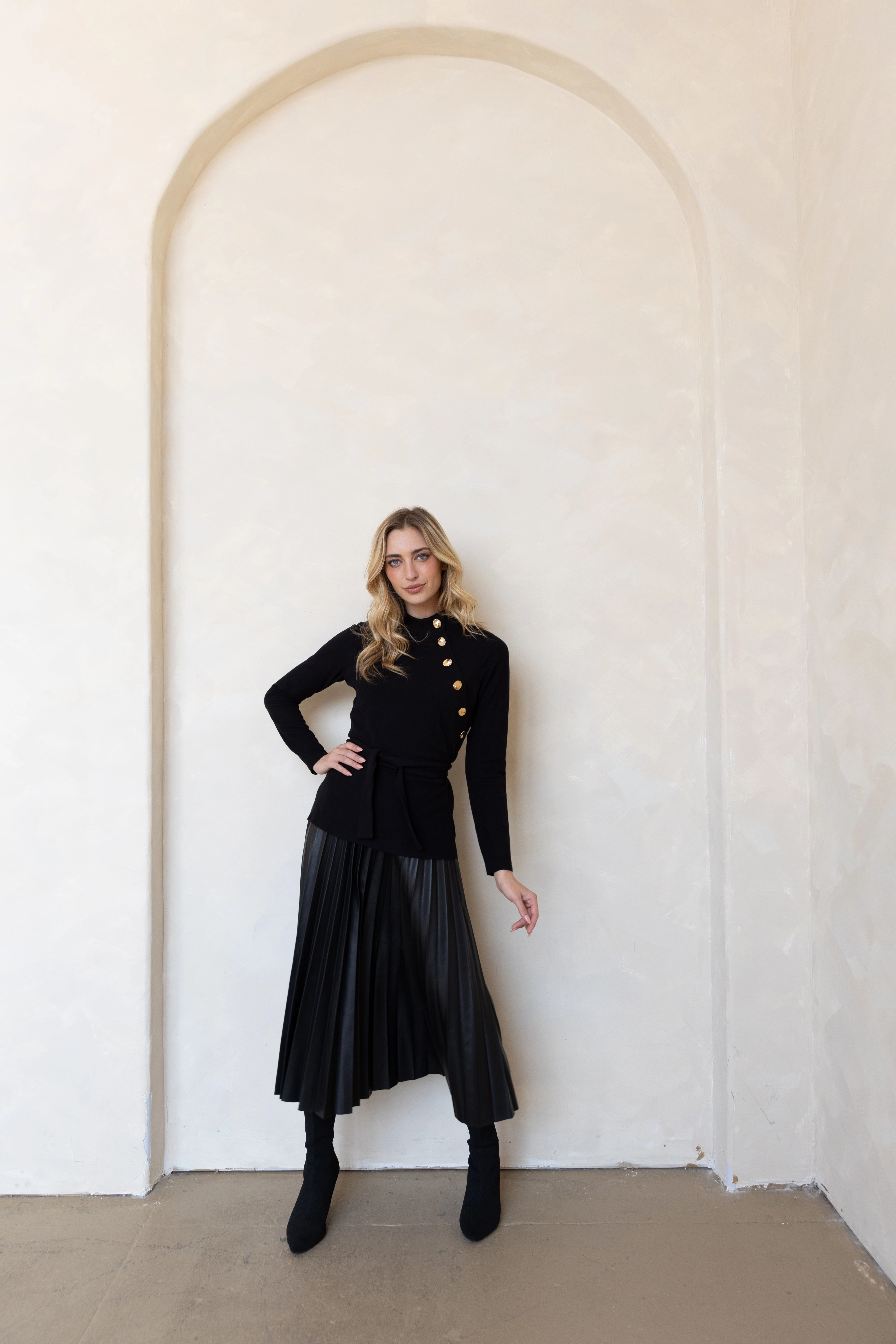 Anika Knit Leather Dress Stylish Appearance Pure Motion