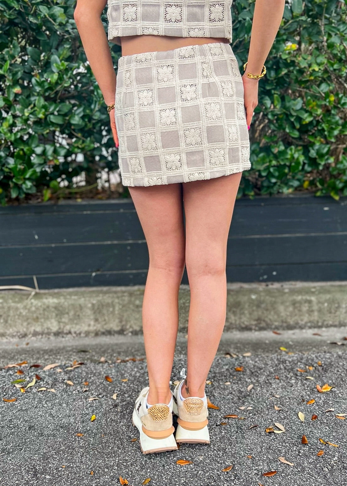 ANNIE CROCHET GINGHAM MINI SKIRT Chill Vibe