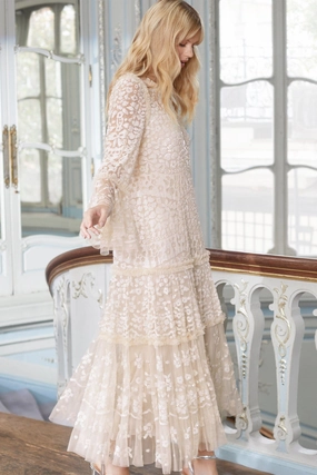 Annie Sequin Tiered Ankle Gown Cool Draping