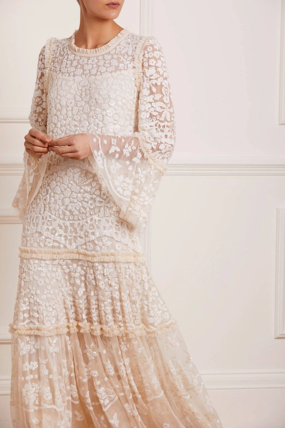 Annie Sequin Tiered Ankle Gown Semi Formal Comfy Yet Stylish