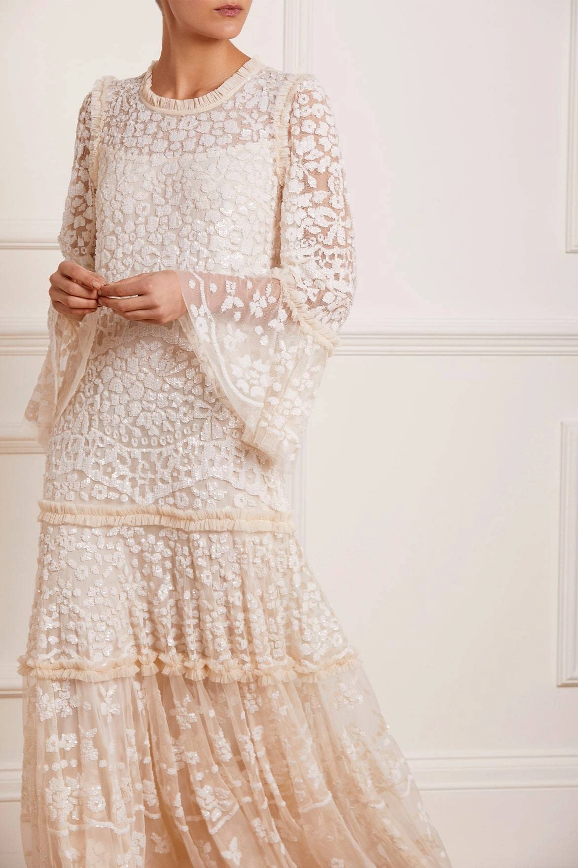 Smooth Look Annie Sequin Tiered Ankle Gown