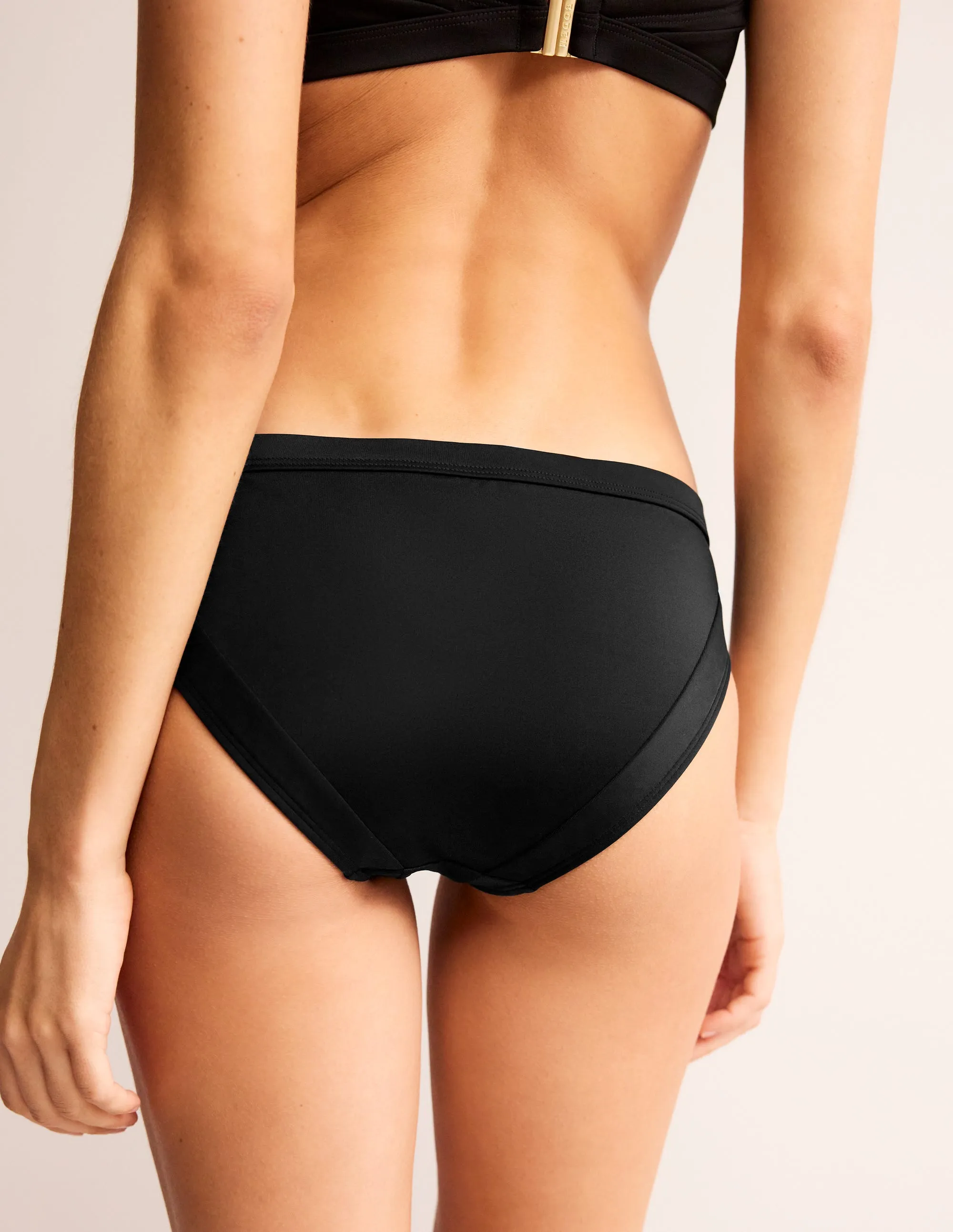 Santorini Bikini Bottoms-Black Double Layered Stitching