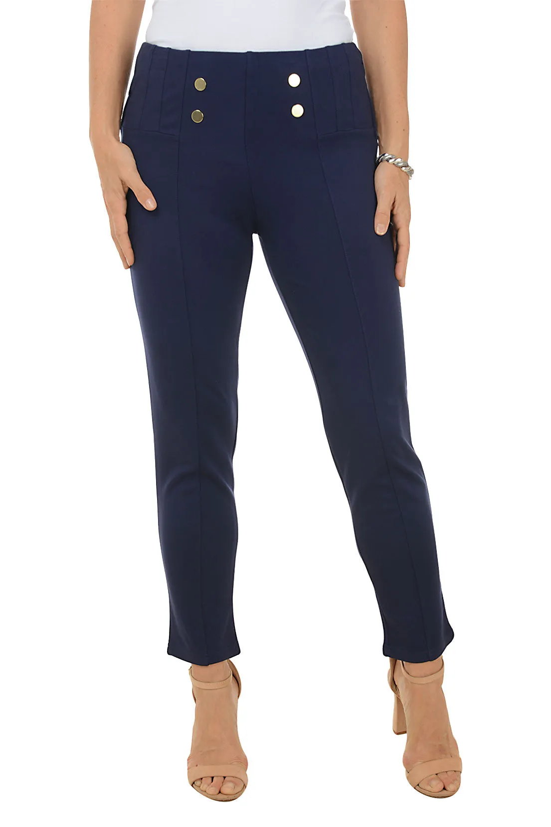 Breathable Lining Naval Button Seamed Legging