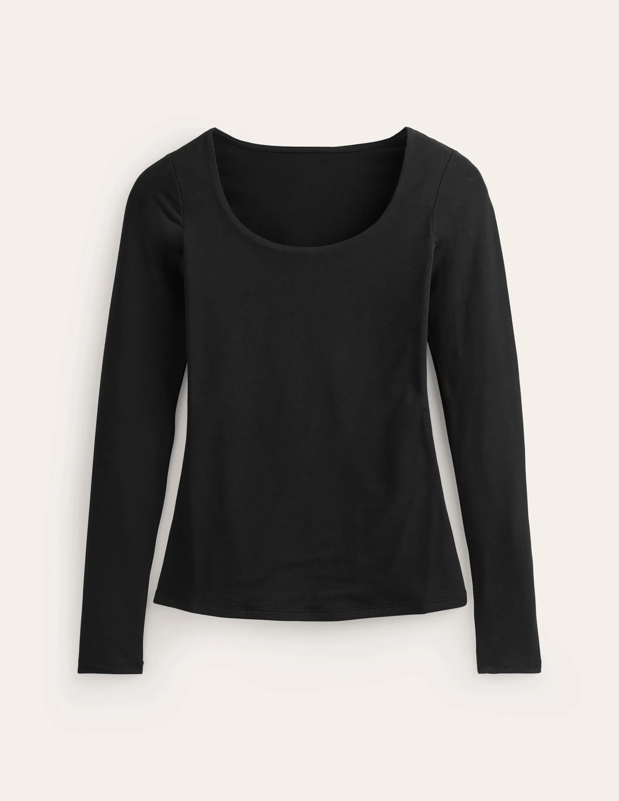 Double Layer Scoop Long Sleeve-Black Comfortable Style