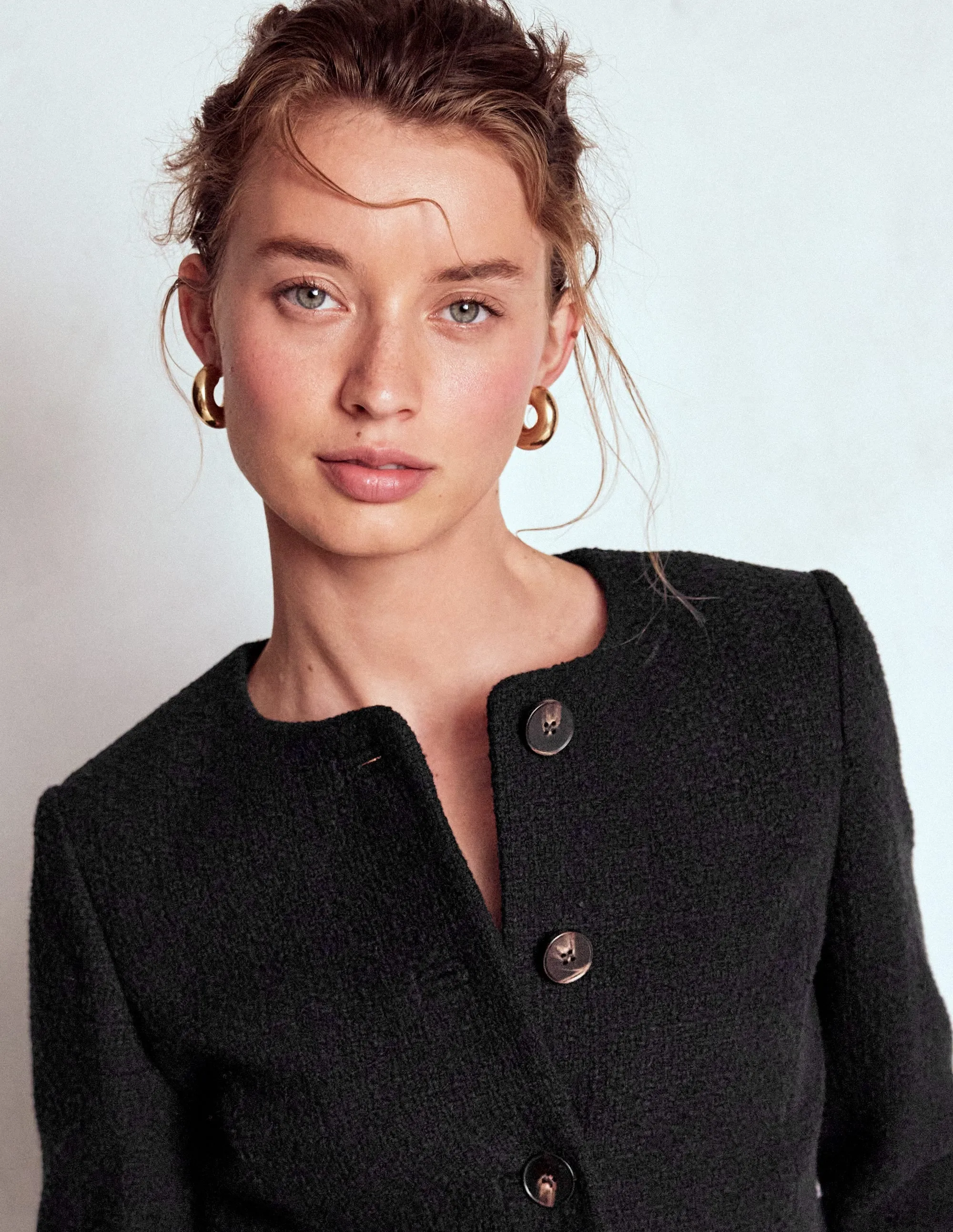 Hampstead Textured Blazer-Black Knee Length