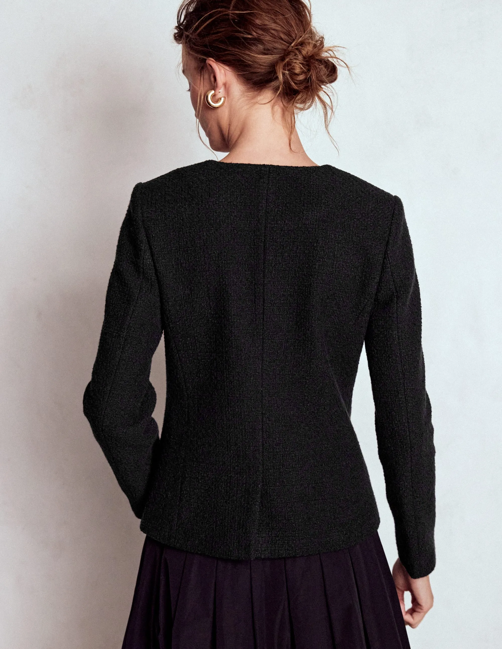 Layered Neckline Hypoallergenic Lining Hampstead Textured Blazer-Black