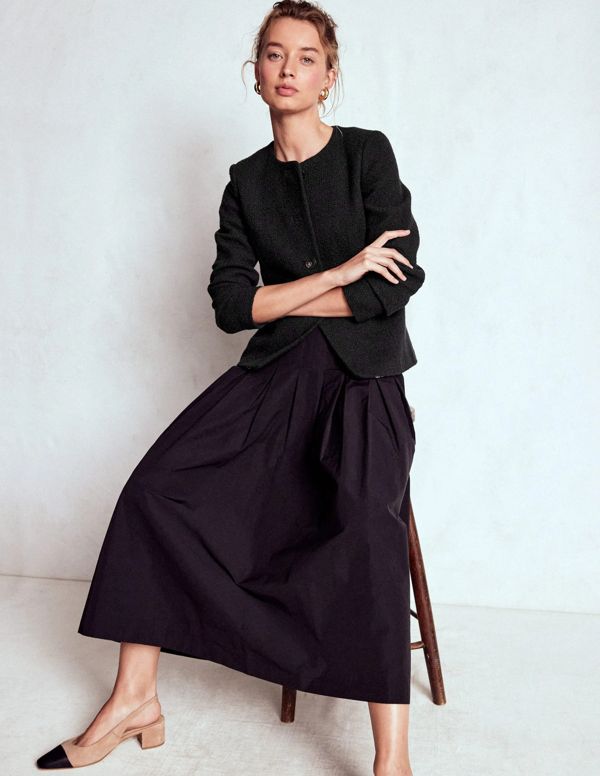 Climate Adaptive Design Double Buttons Hampstead Textured Blazer-Black