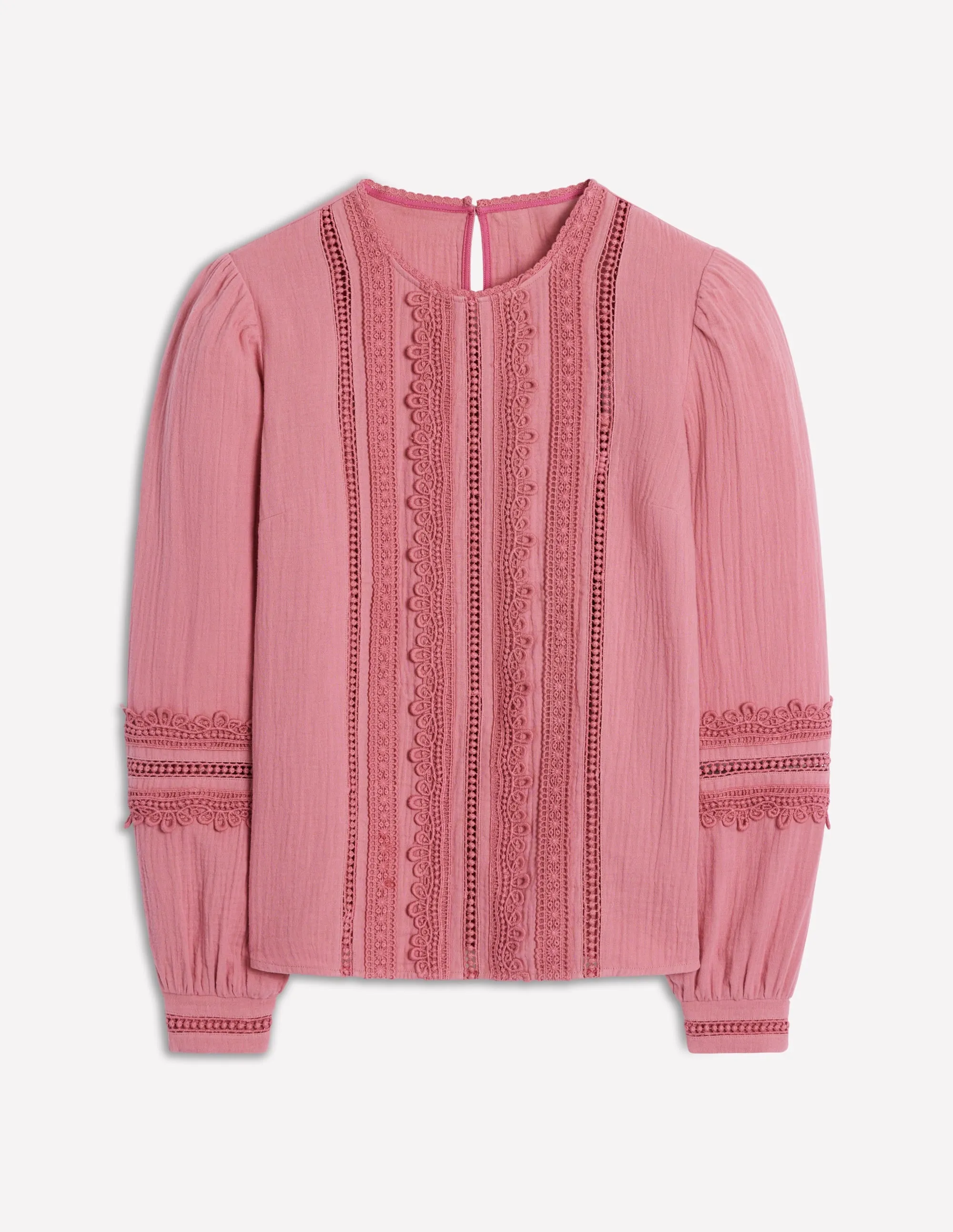 Trim Interest Double Cloth Top-Pink Heather Oversized Fit Adjustable Collar System