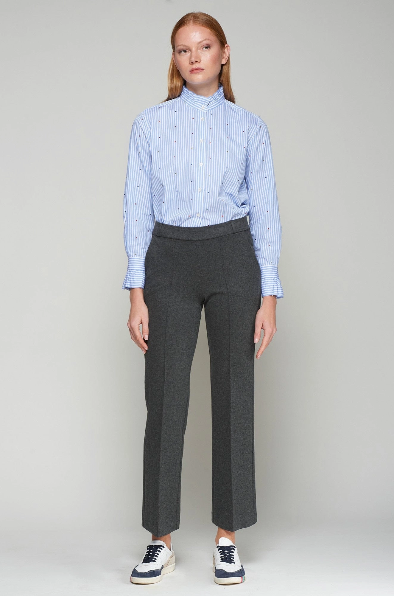 Carla Structure Trouser in Grey NonBindingWaistline All Purpose