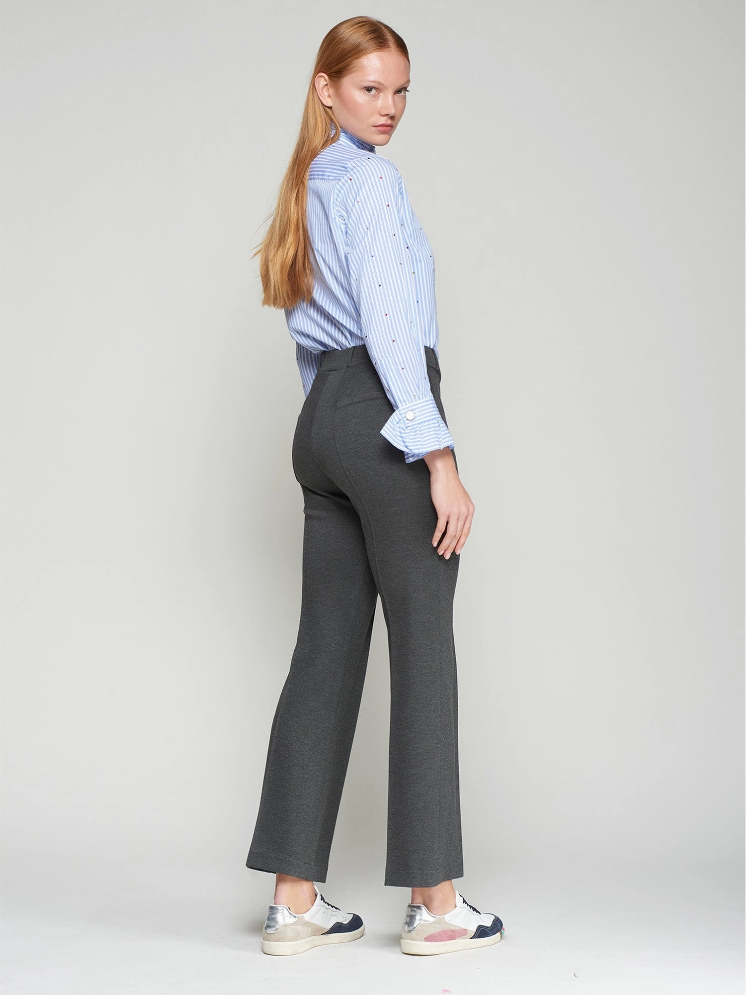 Carla Structure Trouser in Grey Sport Fit