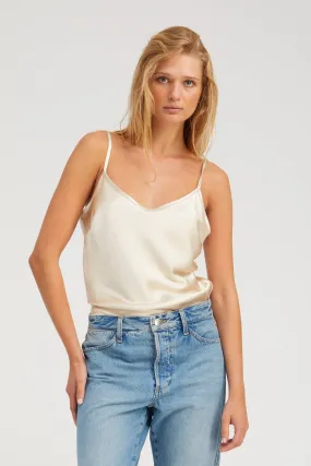 Champagne Silk Cami HeatPressedLogos ContrastStitching