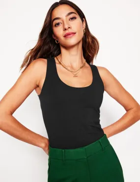 Double Layer Scoop Neck Vest-Black FadeResistant Coating FrictionResistant Edges