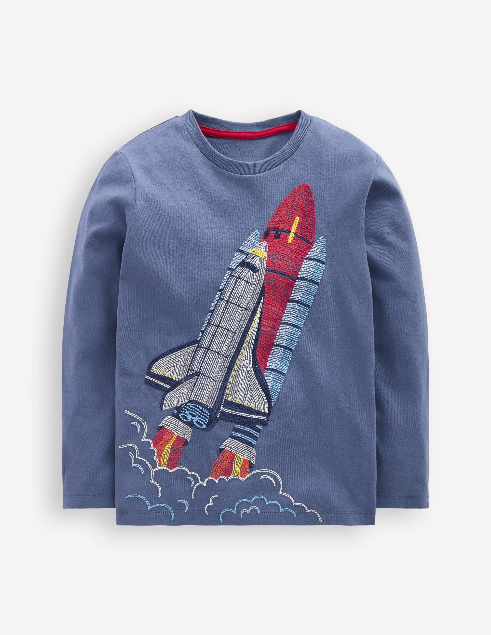 Glow Superstitch T-shirt-Robot Blue Rocket Soft Wool Elasticated Hem