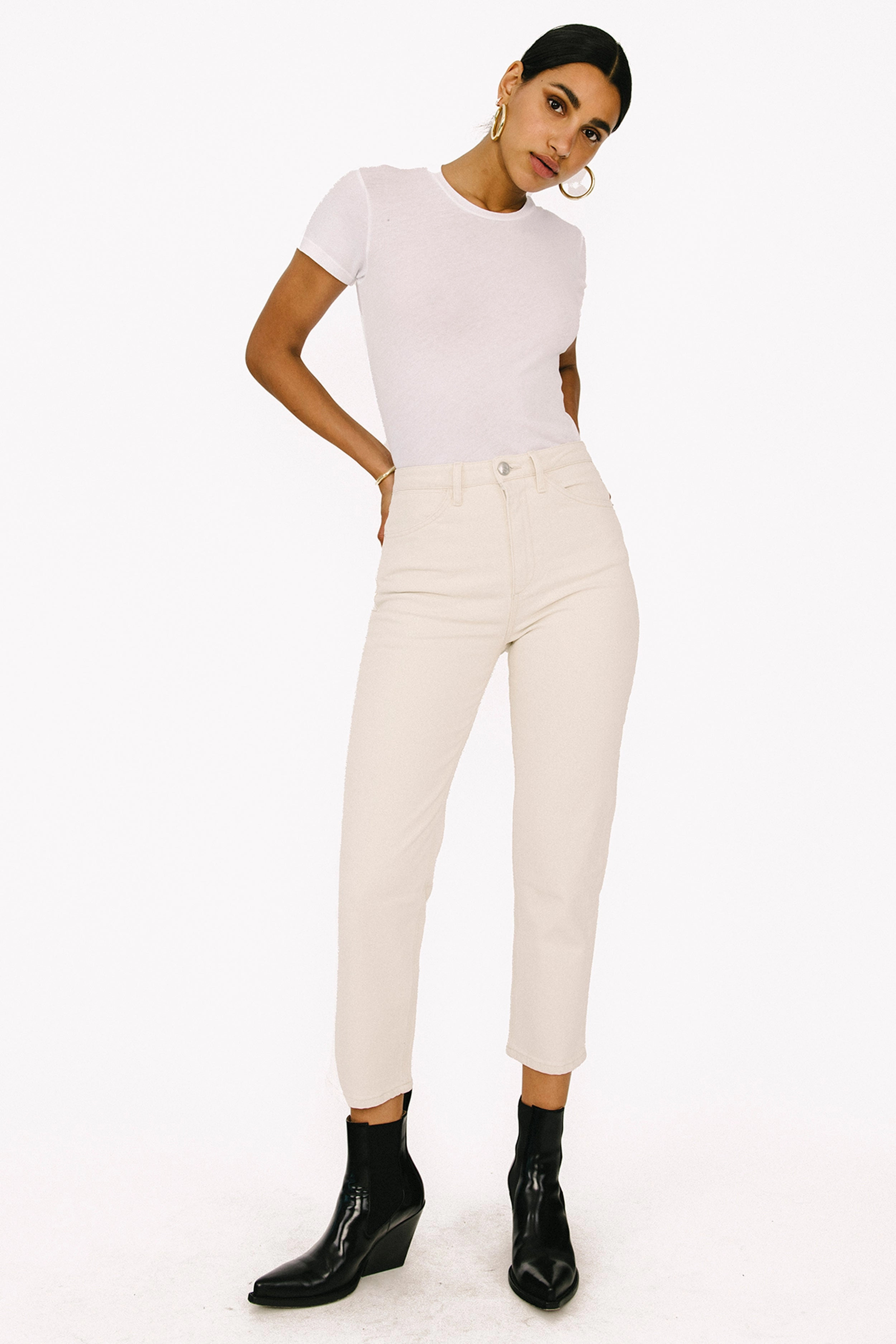 Earhart Tapered Straight Leg Denim Ribbed Hemline