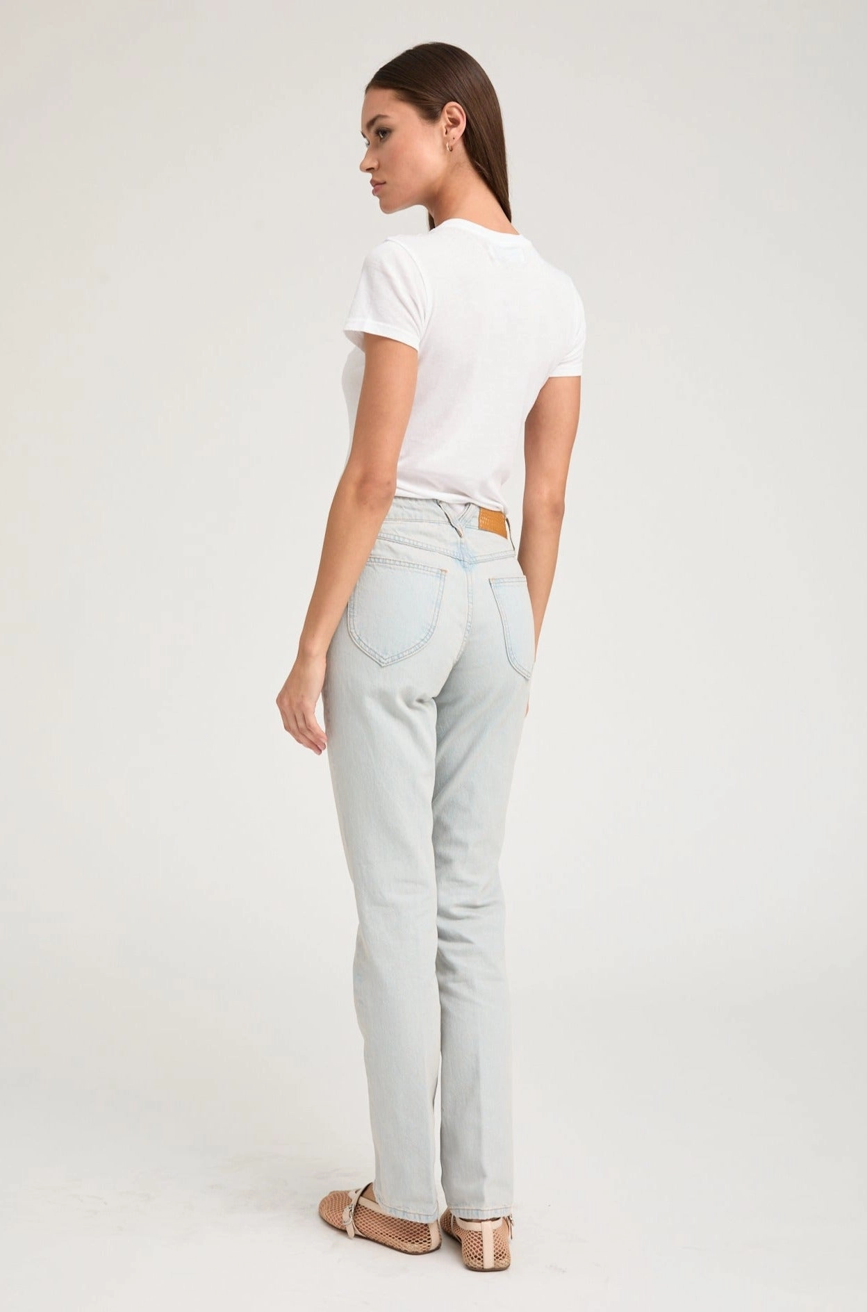 Reinforced Neckline Detail Piaf Straight Leg Denim