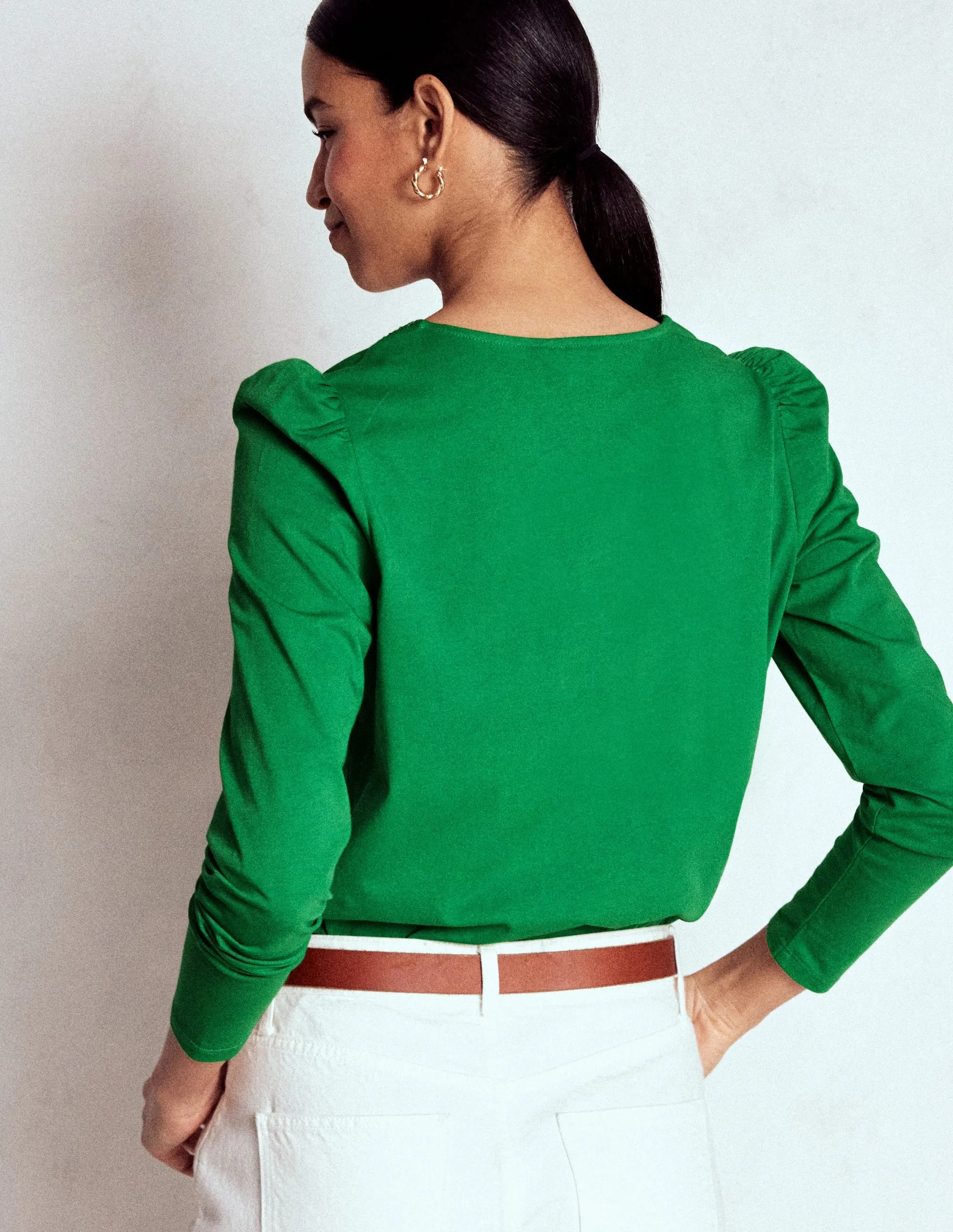 Flora Lace V-neck Top-Highland Green TailoredCut