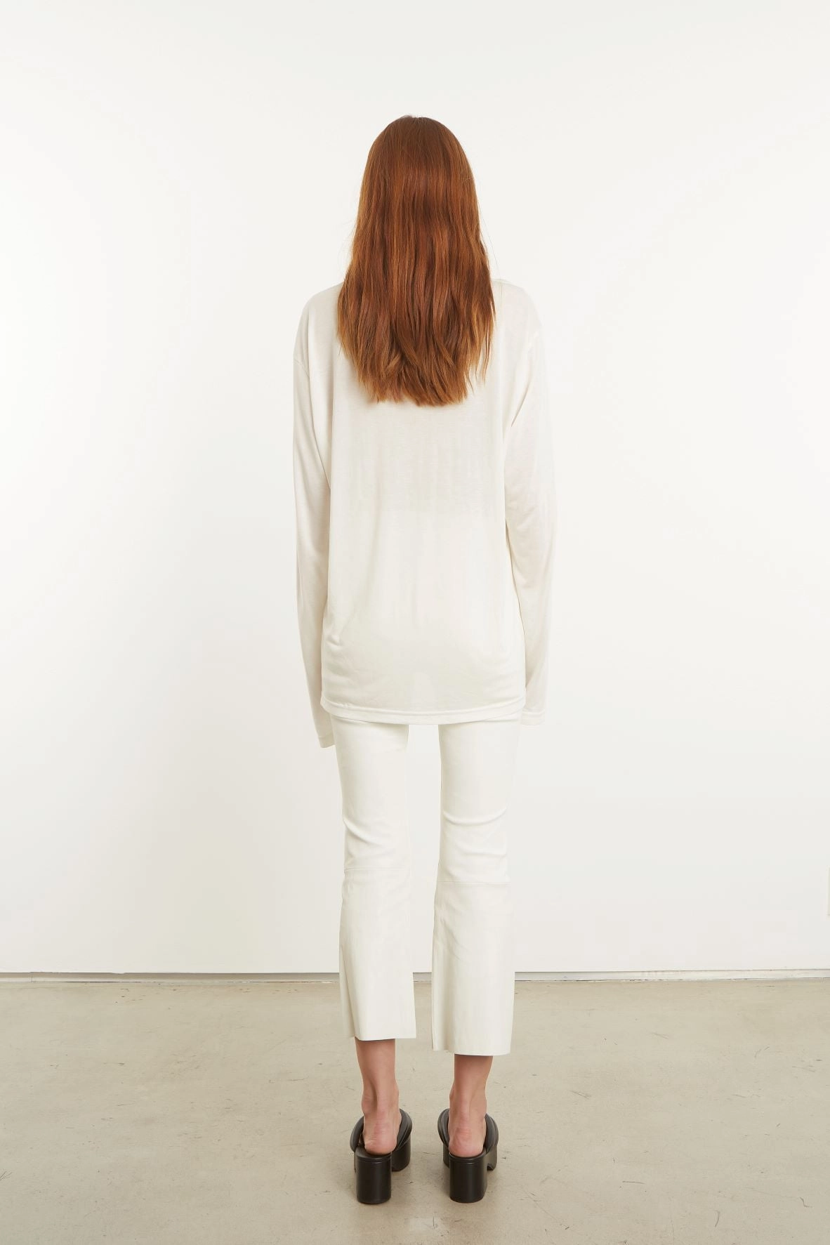 SeamlessSidePanels Vintage Pullover White Long Sleeve Oversized Tee