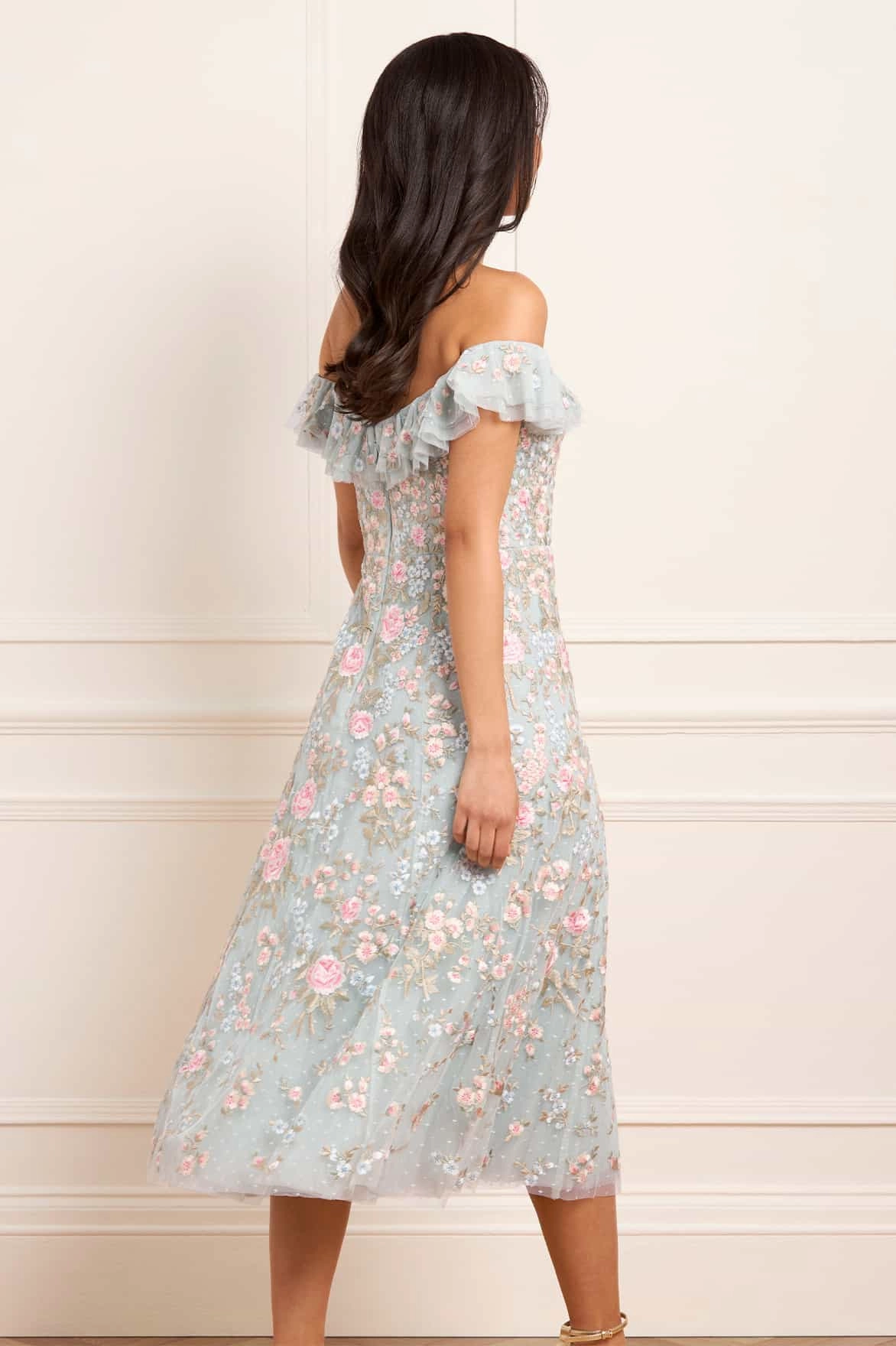 Matte-Lining Antoinettes Floral Off-Shoulder Ballerina Dress