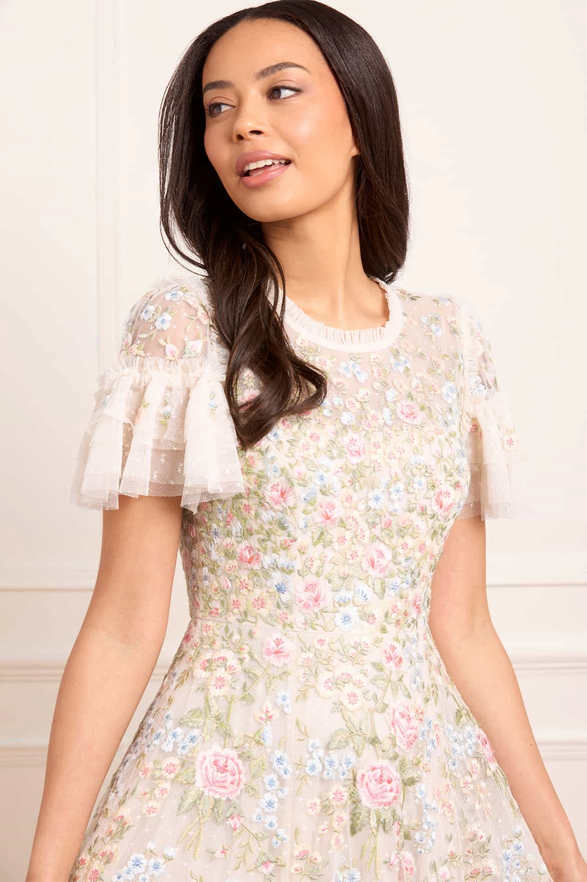 Odor-Control Antoinettes Floral Round Neck Ankle Gown