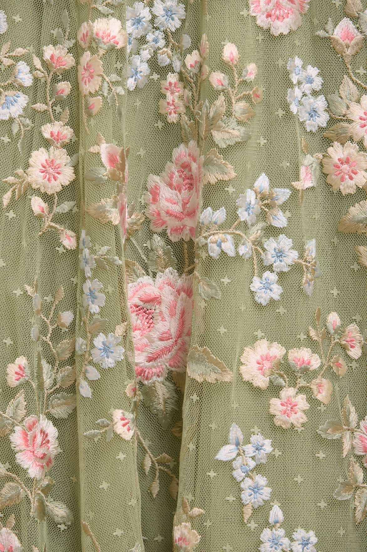 Gender Fluid Antoinettes Floral Round Neck Ankle Gown