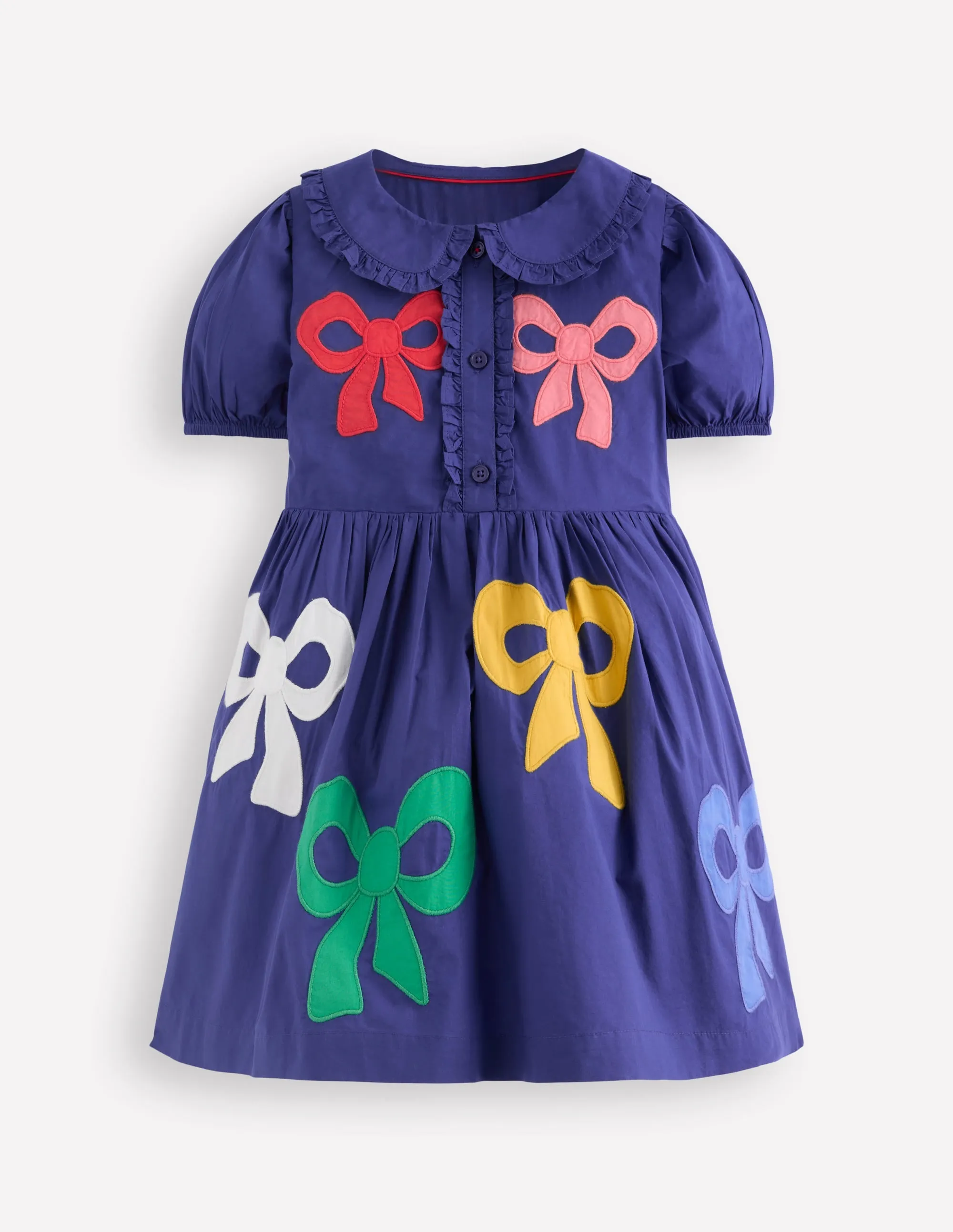 Playful Cut Appliqu Bow Shirt Dress-Starboard Blue Bows