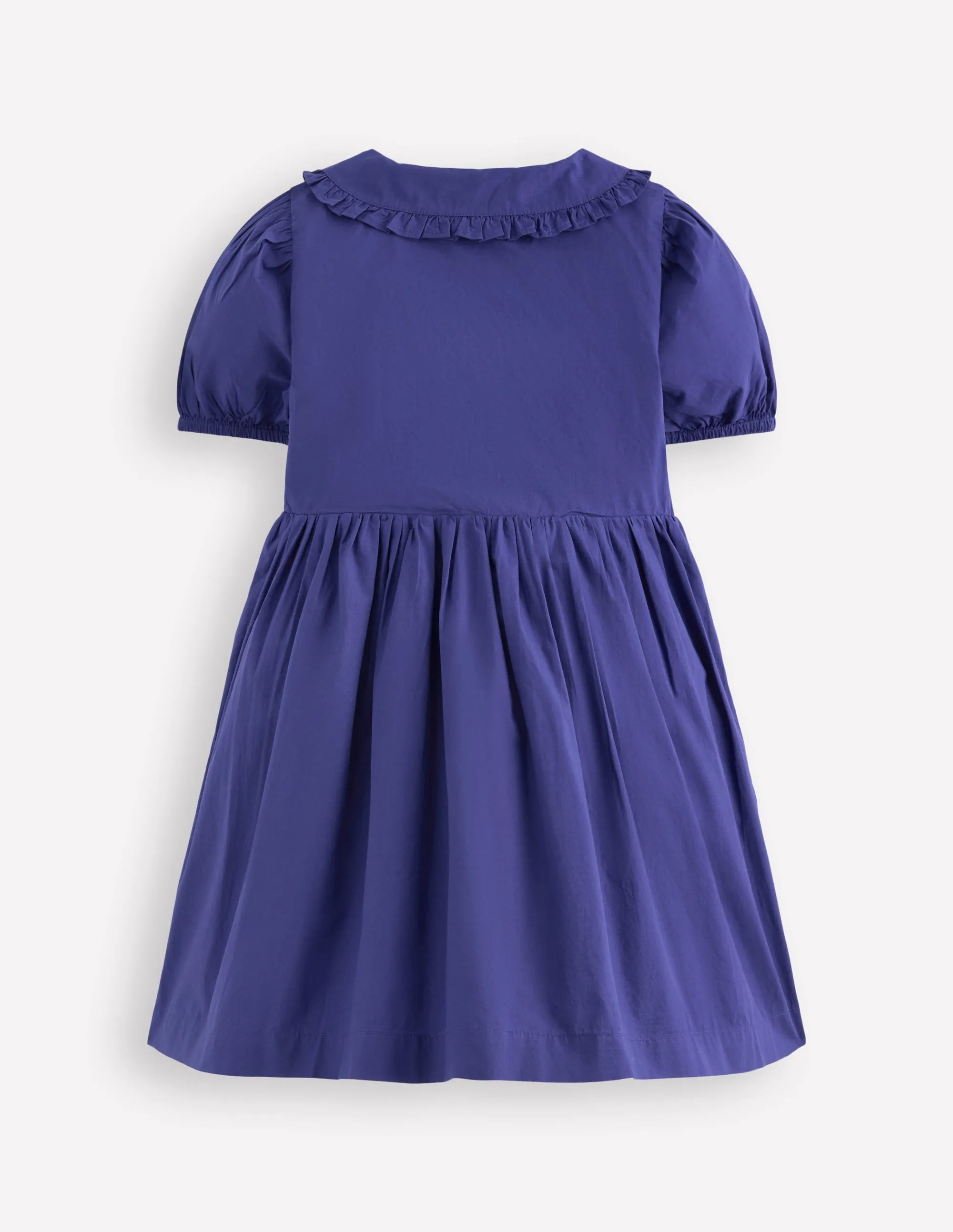 Appliqu Bow Shirt Dress-Starboard Blue Bows V-Neck
