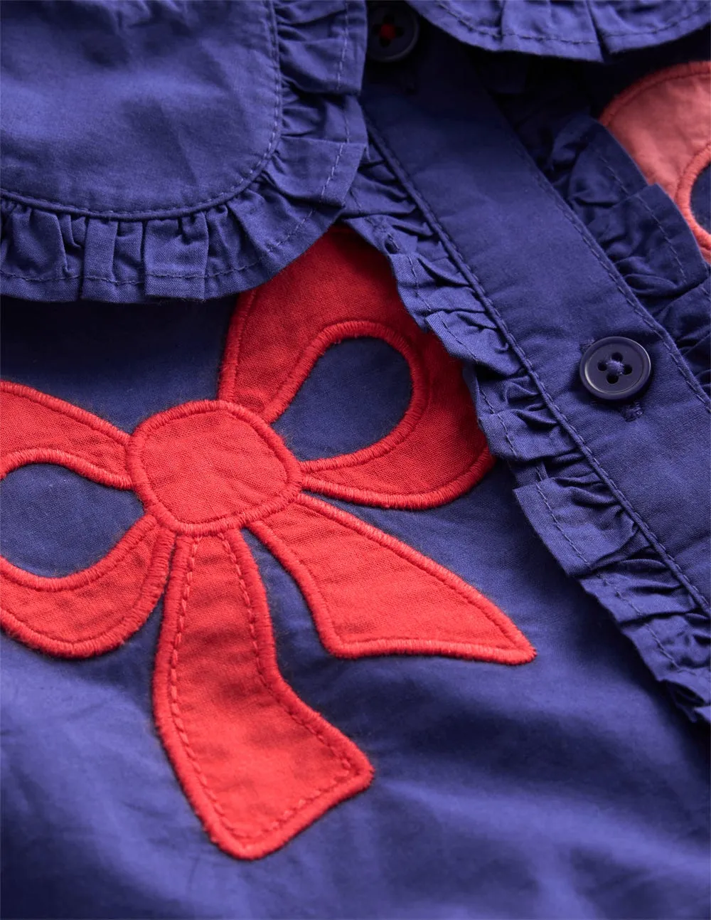 Subtle Stitch Appliqu Bow Shirt Dress-Starboard Blue Bows