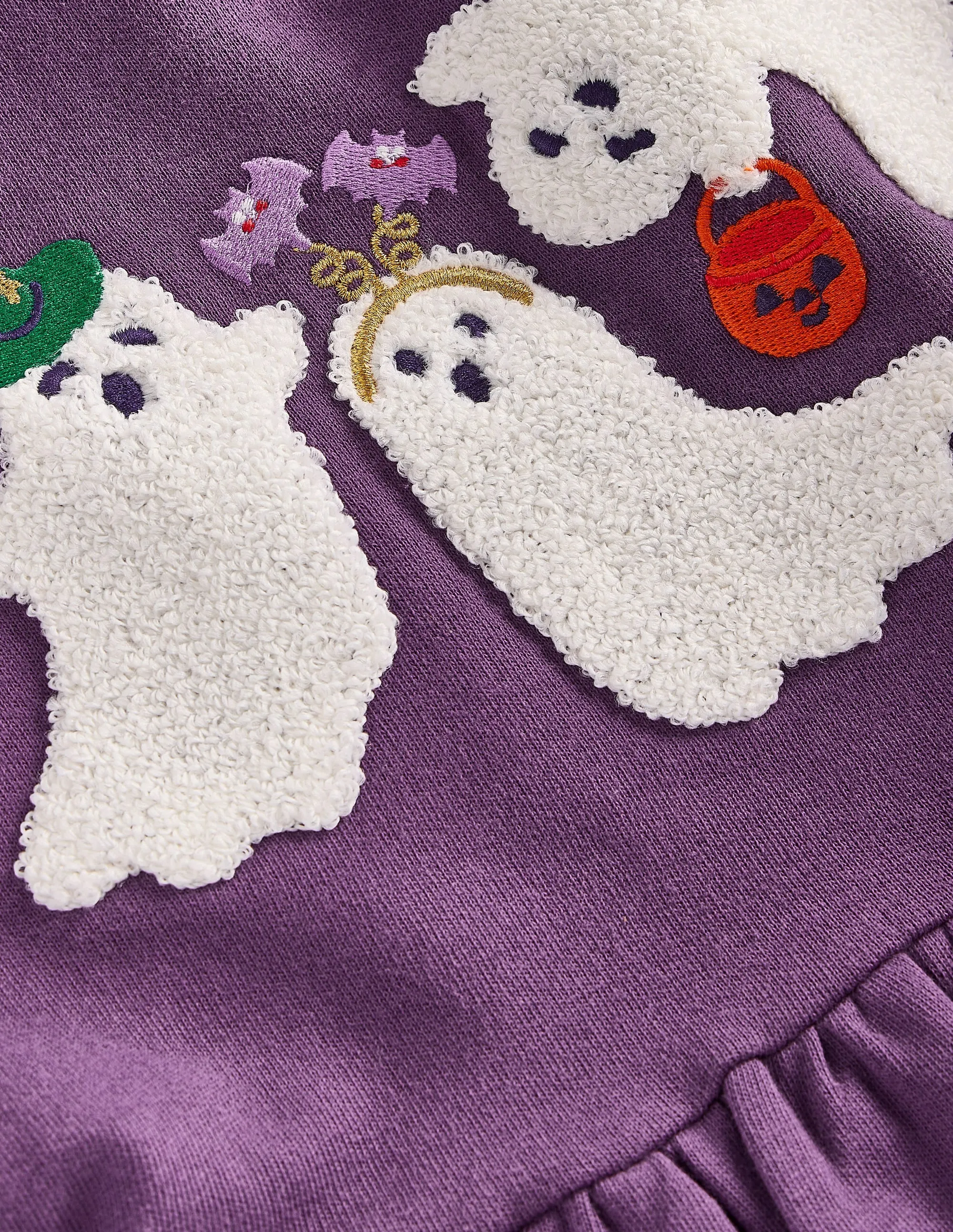 All Wear Applique Sweatshirt Dress-Halloween Ghosts
