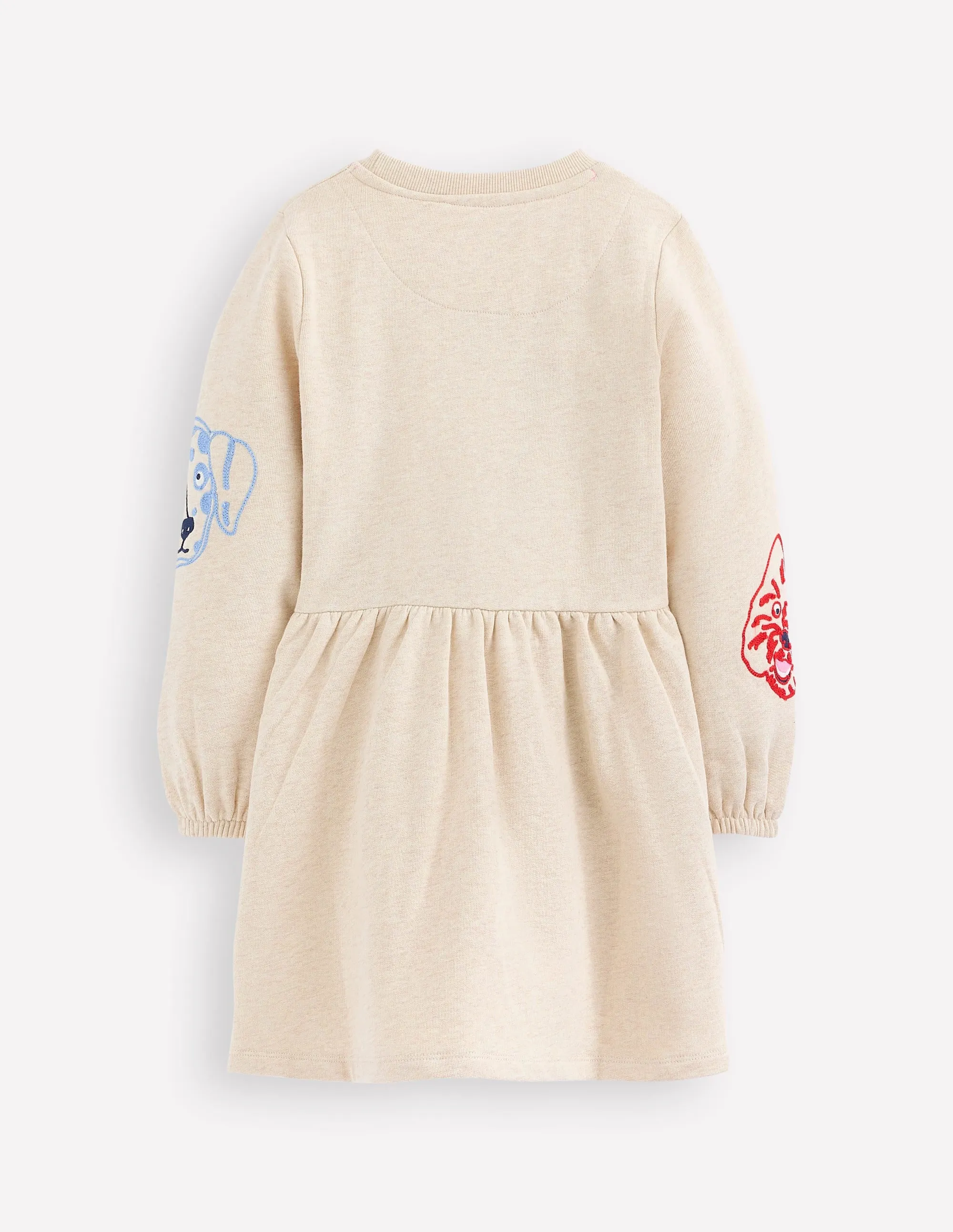 Applique Sweatshirt Dress-Oatmeal Dog faces Natural Fit