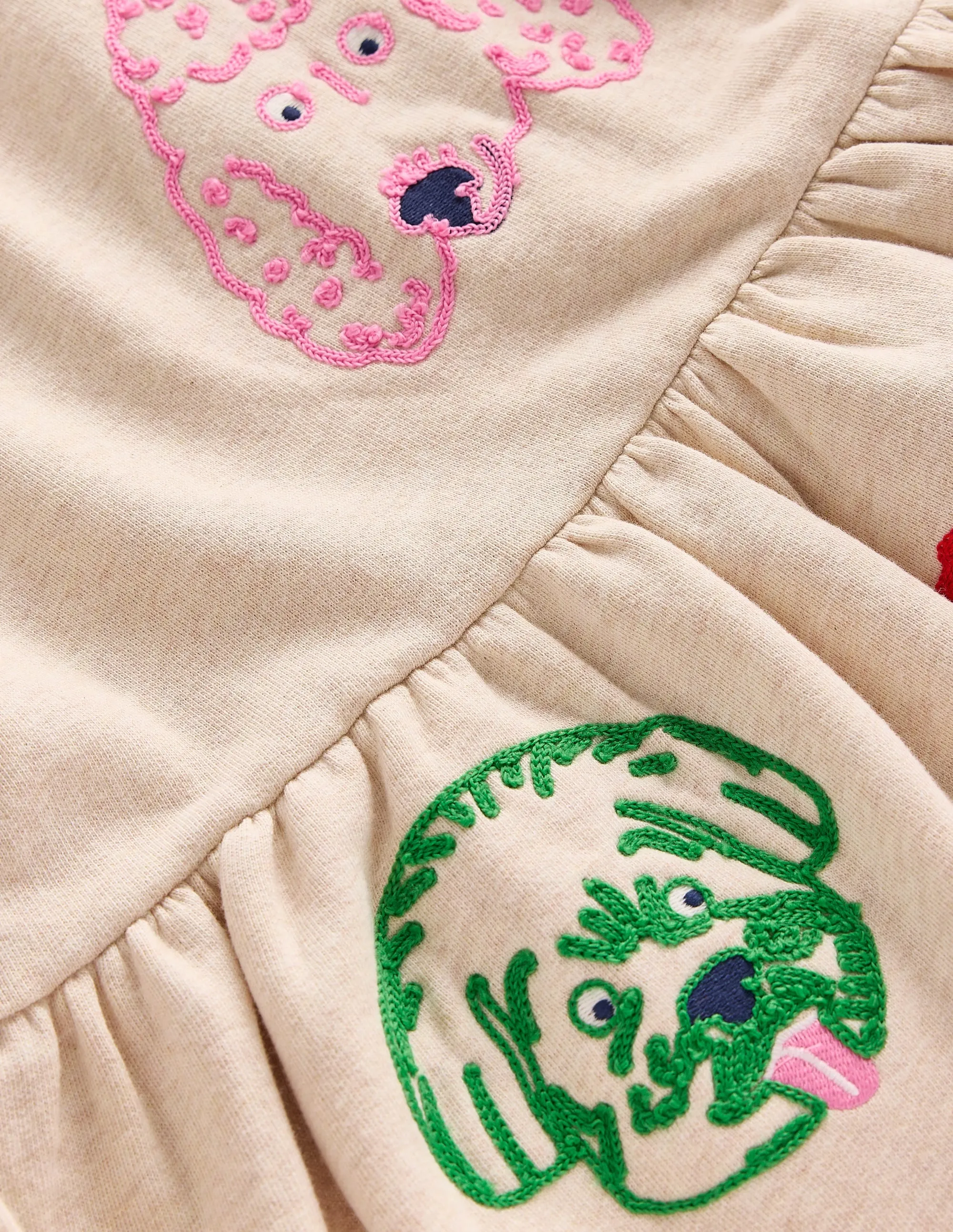 Breathable Design Breathable fabric Applique Sweatshirt Dress-Oatmeal Dog faces