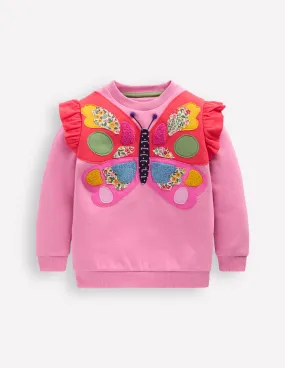 Applique Sweatshirt-Formica Pink Butterfly Durable Colorfast Finish