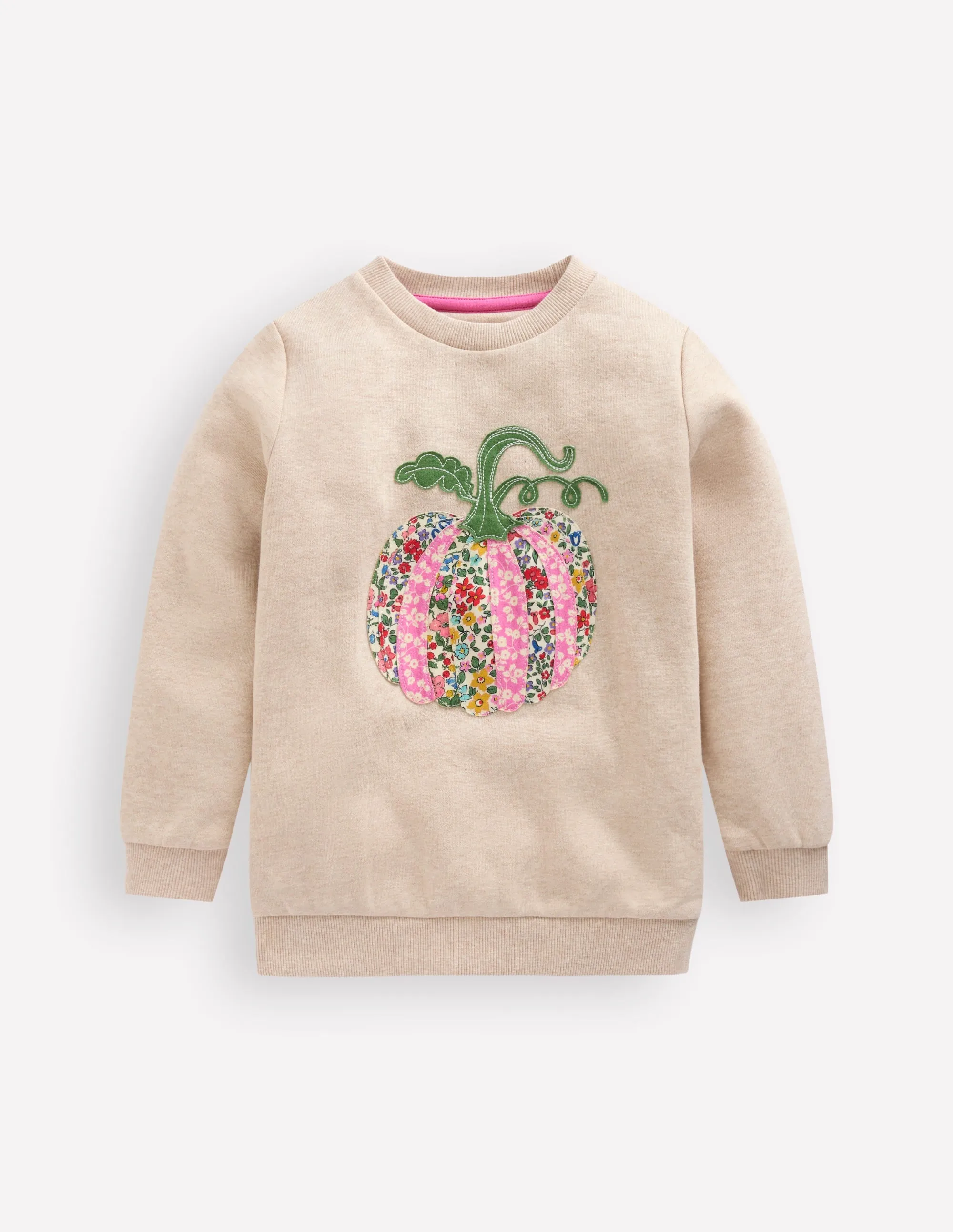Airflow Ventilation Design Applique Sweatshirt-Oatmeal Marl Pumpkin