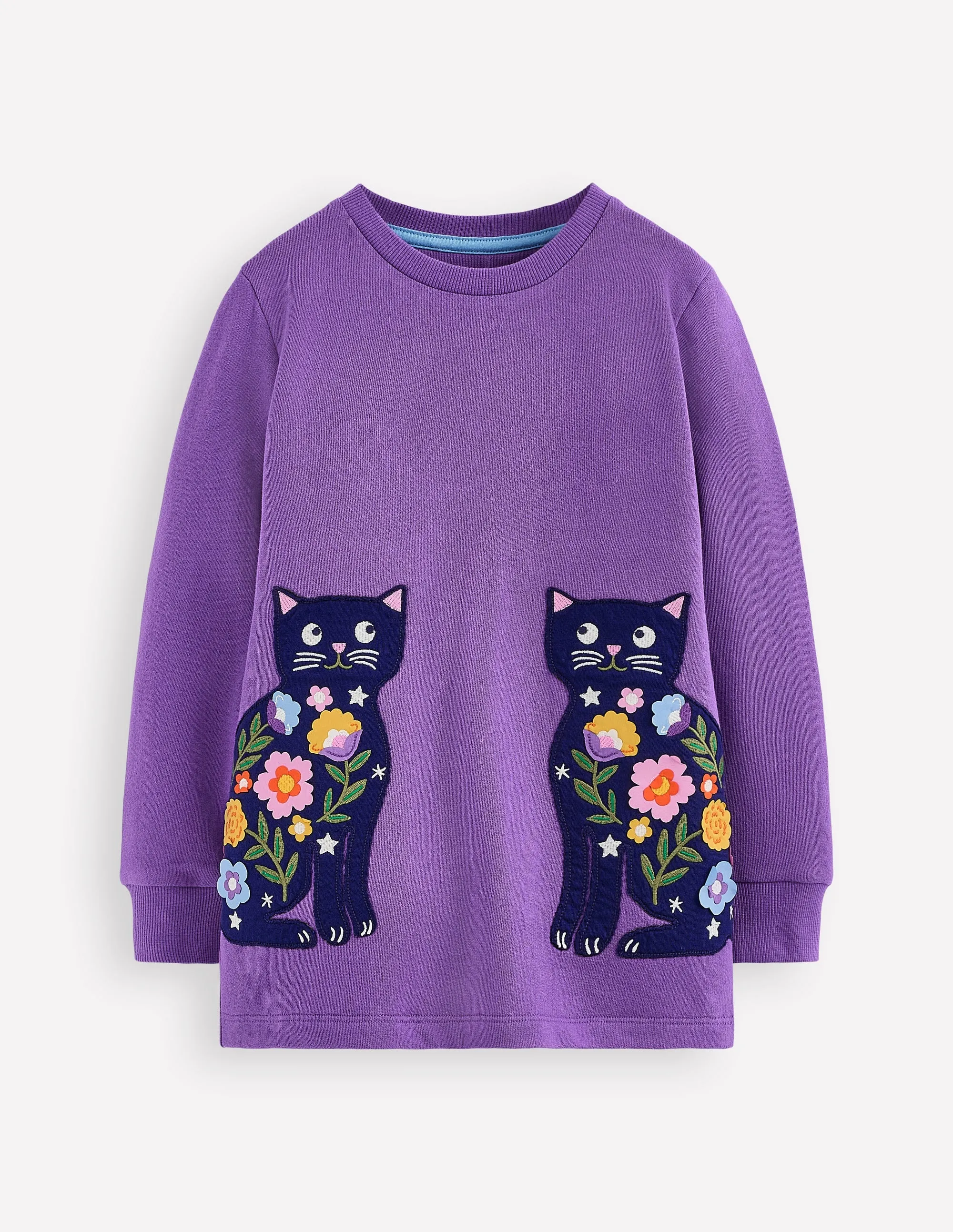 Eco Friendly Fabric Applique Tunic-Purple Topaz Cats