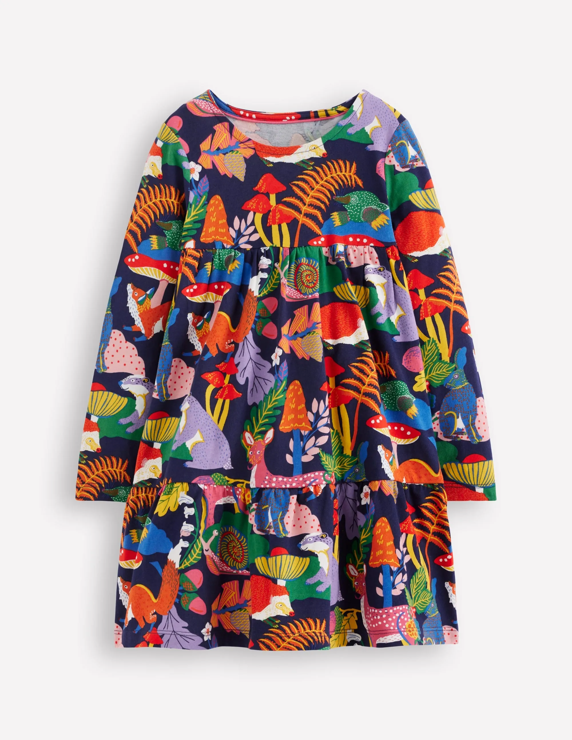 Ariel Long Sleeve Twirly Dress-Multi Rainbow Forrest Simple yet chic gown Cut-Out-Detail