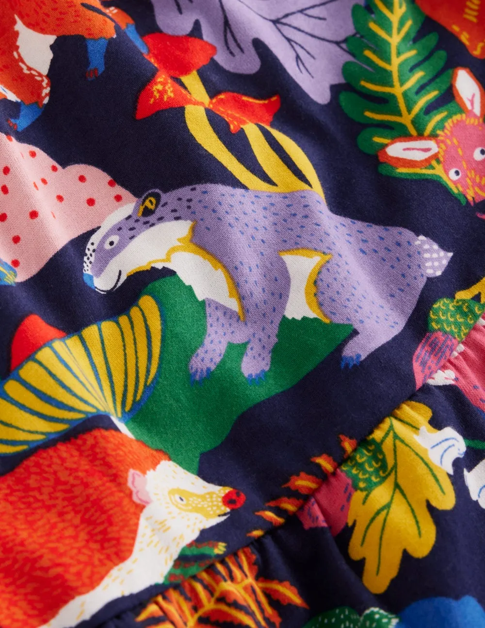 Cozy Wear Soft Curve Ariel Long Sleeve Twirly Dress-Multi Rainbow Forrest