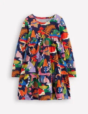 Ariel Long Sleeve Twirly Dress-Multi Rainbow Forrest Simple yet chic gown Cut-Out-Detail