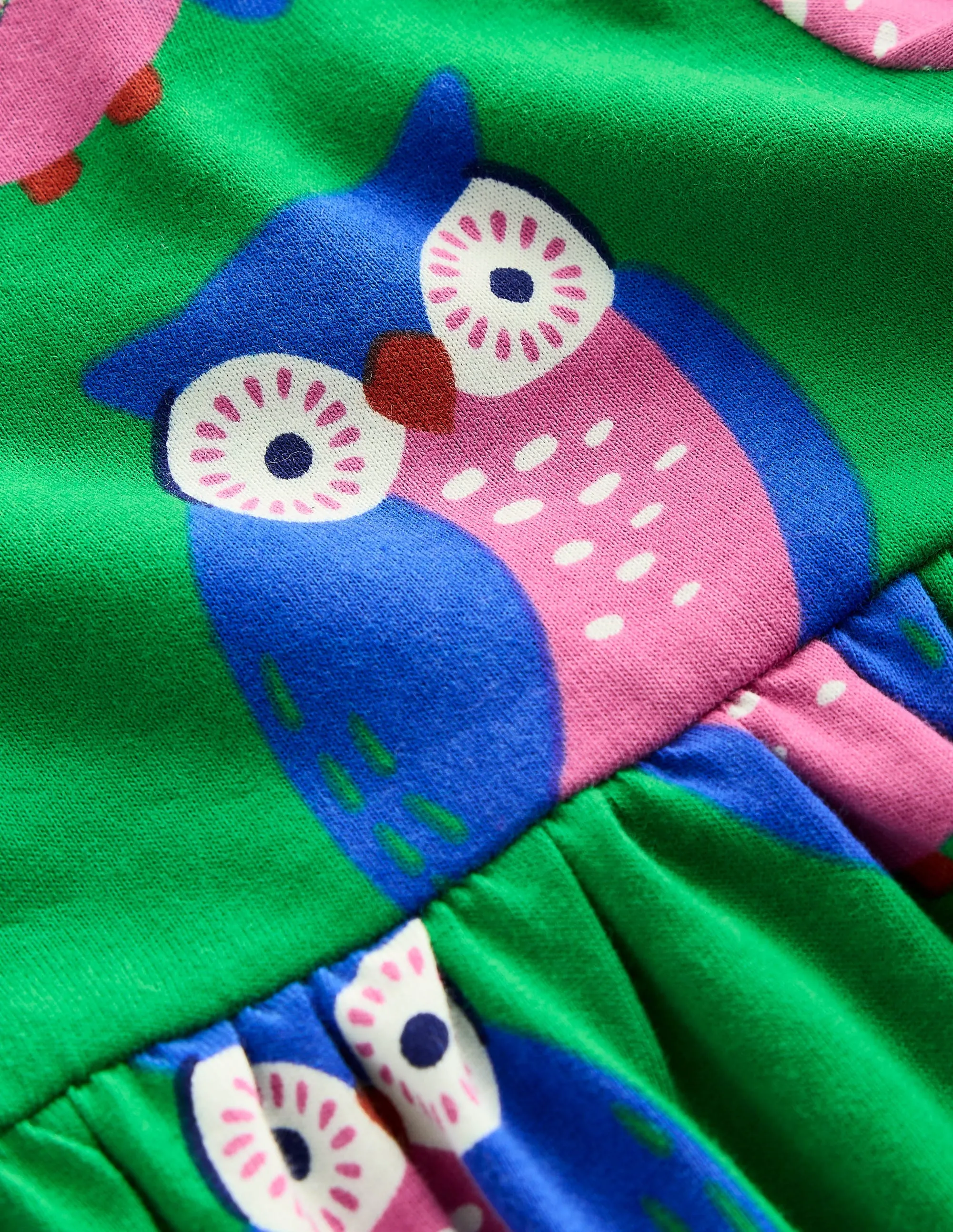 Ariel Long Sleeve Twirly Dress-Rich Emerald Geo Owls Stylish Wear