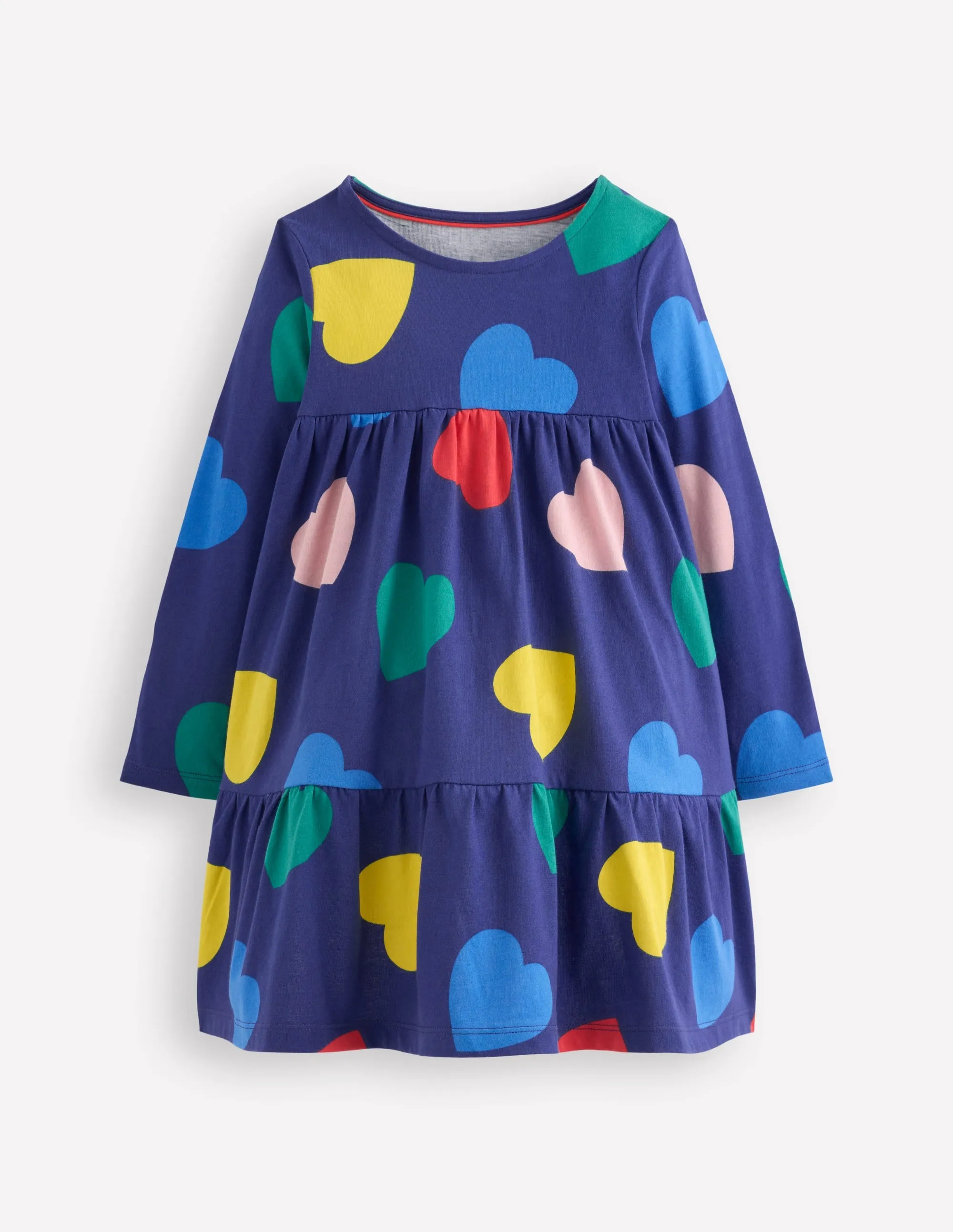 Ariel Long Sleeve Twirly Dress-Starboard Blue Hearts Fashion-Forward Bold-Color