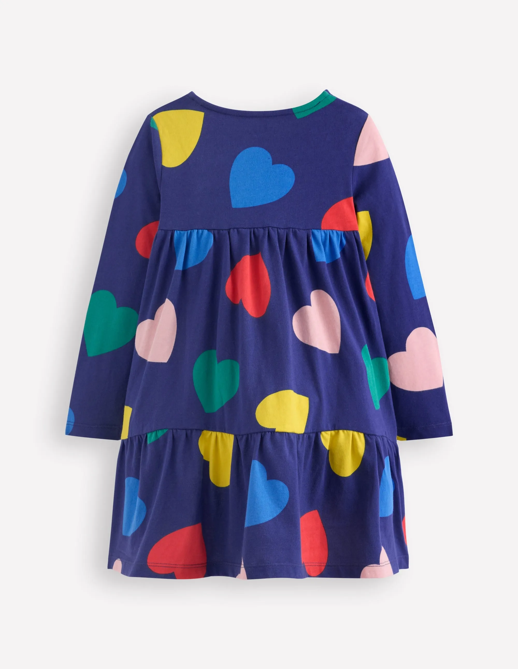 Ariel Long Sleeve Twirly Dress-Starboard Blue Hearts Comfy Fit Wear Breathable-Lining