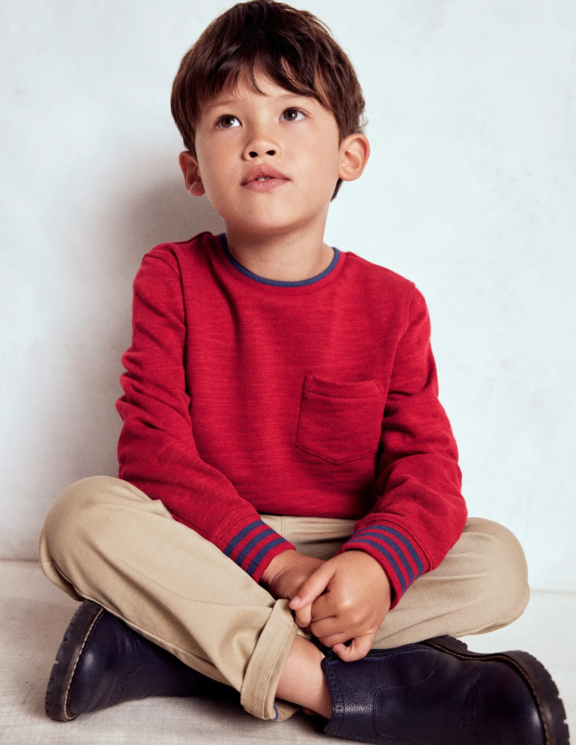 Snag Resistant Surface Cosy Mid-weight T-shirt-Red Liquorice/ Sapphire Blue